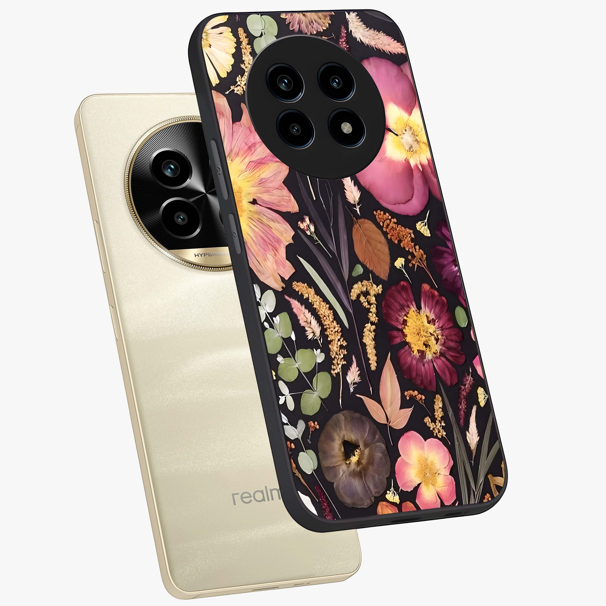 Petal Dream Tapestry Glass Case displayed in angled mockup highlighting decorative petal pattern with elegant botanical aesthetic.