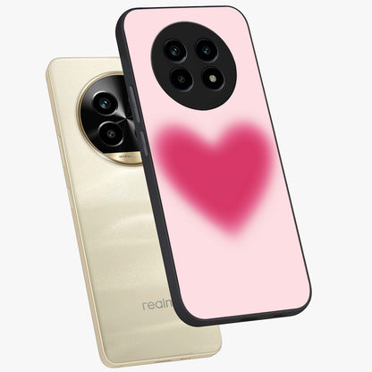 Pink Aura Heart Glass Case displayed in angled mockup highlighting vibrant pink heart design with dreamy aura aesthetic.