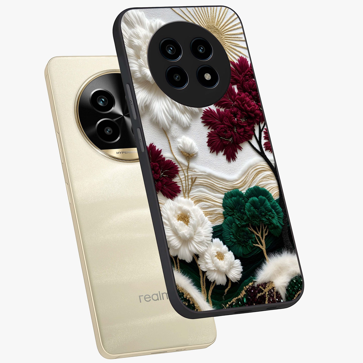 Radiant Bloom Elegance Glass Case displayed in angled mockup highlighting graceful floral design with radiant aesthetic style.