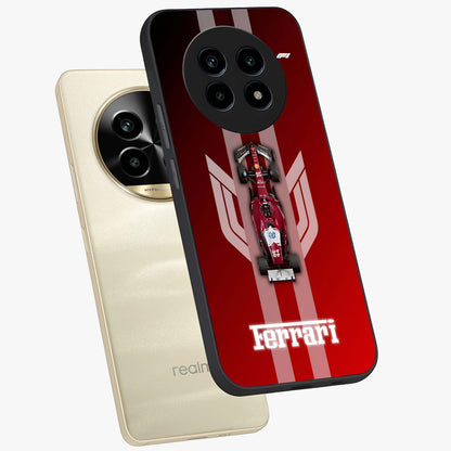 Red Ferrari F1 Vertical Glass Case displayed in angled mockup highlighting high speed racing design with bold automotive aesthetic.