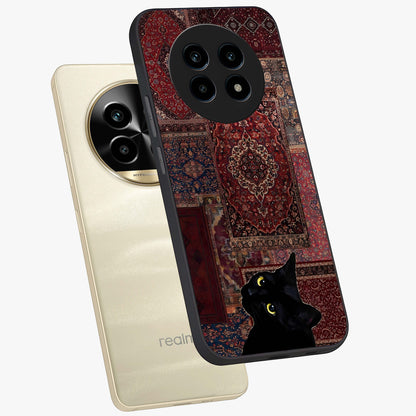 Regal Magic Cat Apple Glass Case displayed in angled mockup highlighting whimsical feline design with fantasy aesthetic.