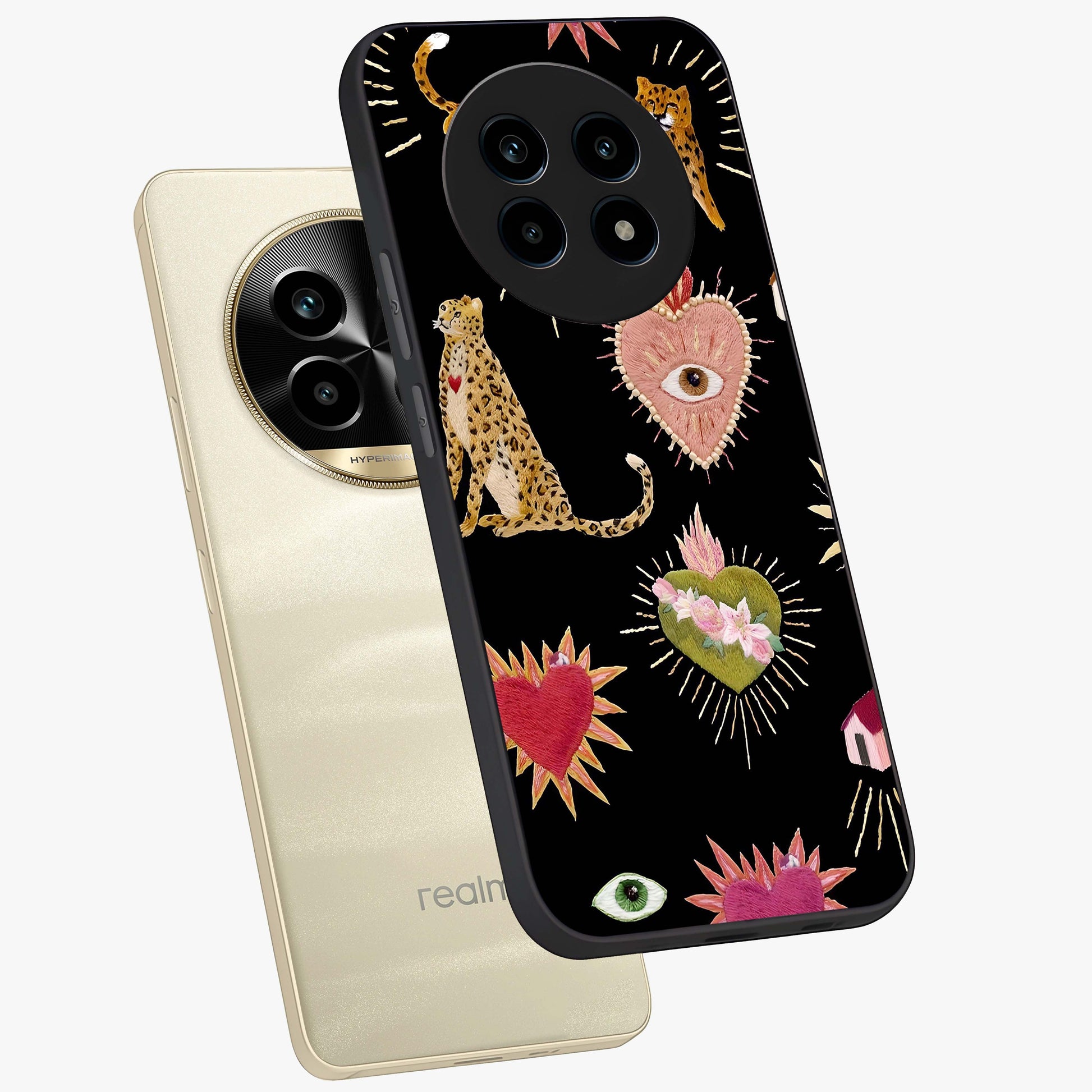 Sacred Jungle Heart Glass Case displayed in angled mockup highlighting lush tropical design with natural aesthetic style.