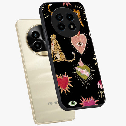 Sacred Jungle Heart Glass Case displayed in angled mockup highlighting lush tropical design with natural aesthetic style.