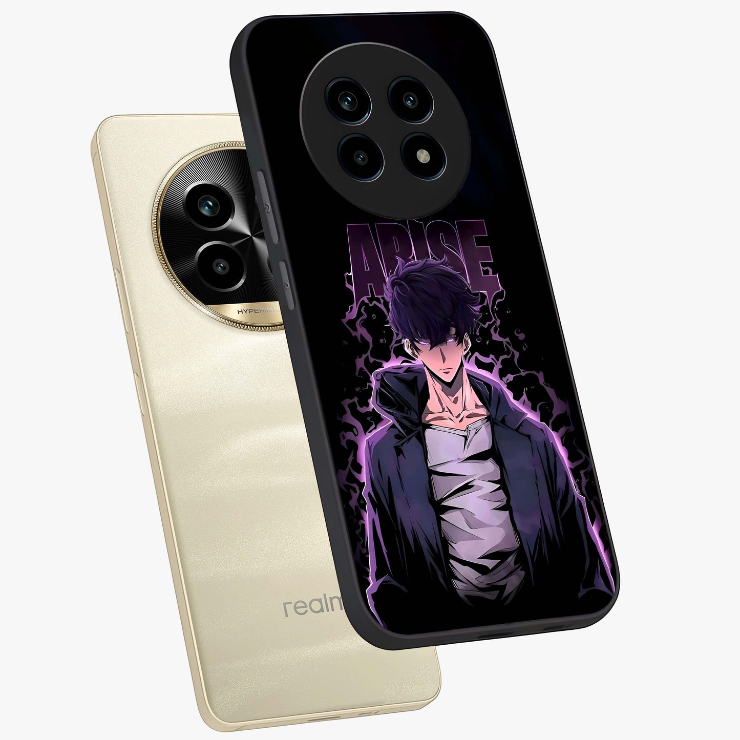 Shadow Monarch Awakening Glass Case displayed in angled mockup highlighting dramatic shadow warrior design with fantasy aesthetic.