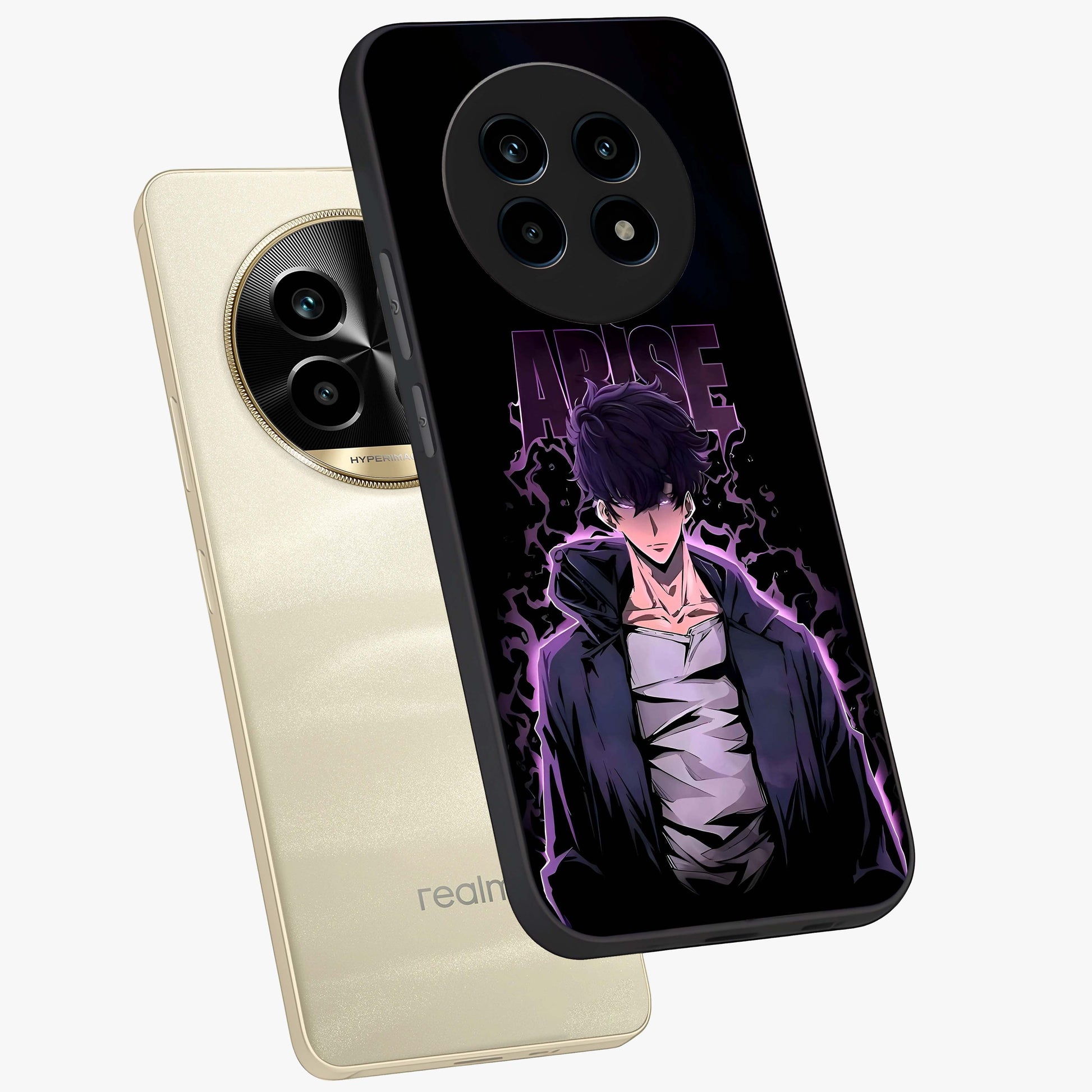 Shadow Monarch Awakening Glass Case displayed in angled mockup highlighting dramatic shadow warrior design with fantasy aesthetic.