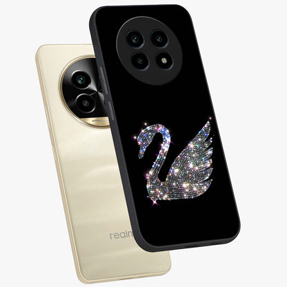 Starlit Swan Grace Glass Case displayed in angled mockup highlighting elegant swan illustration with dreamy celestial aesthetic.