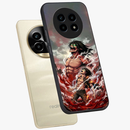 Titan Awakening Fury Glass Case displayed in angled mockup highlighting dramatic giant warrior design with bold anime aesthetic.