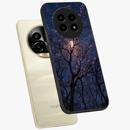 Twilight Sakura Serenade Glass Case displayed in angled mockup highlighting delicate sakura flower design with dreamy aesthetic.