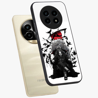 Uchiha Shadow Throne Glass Case displayed in angled mockup highlighting glowing aquatic design with celestial aesthetic.