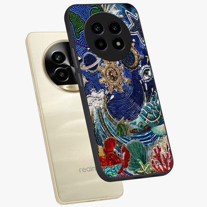 Universe Underwater Spark Glass Case displayed in angled mockup highlighting glowing aquatic design with celestial aesthetic.