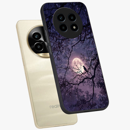 Whispering Moon Silence Glass Case displayed in angled mockup highlighting calm lunar design with dreamy night aesthetic.
