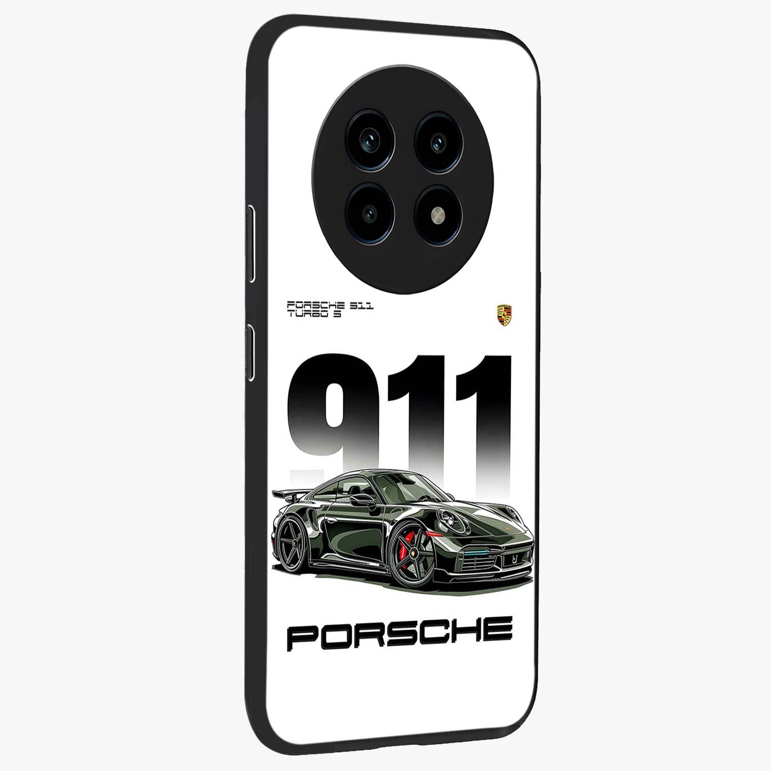 911 Turbo Dominance Glass Case upright perspective showcasing powerful racing design and modern automotive aesthetic.