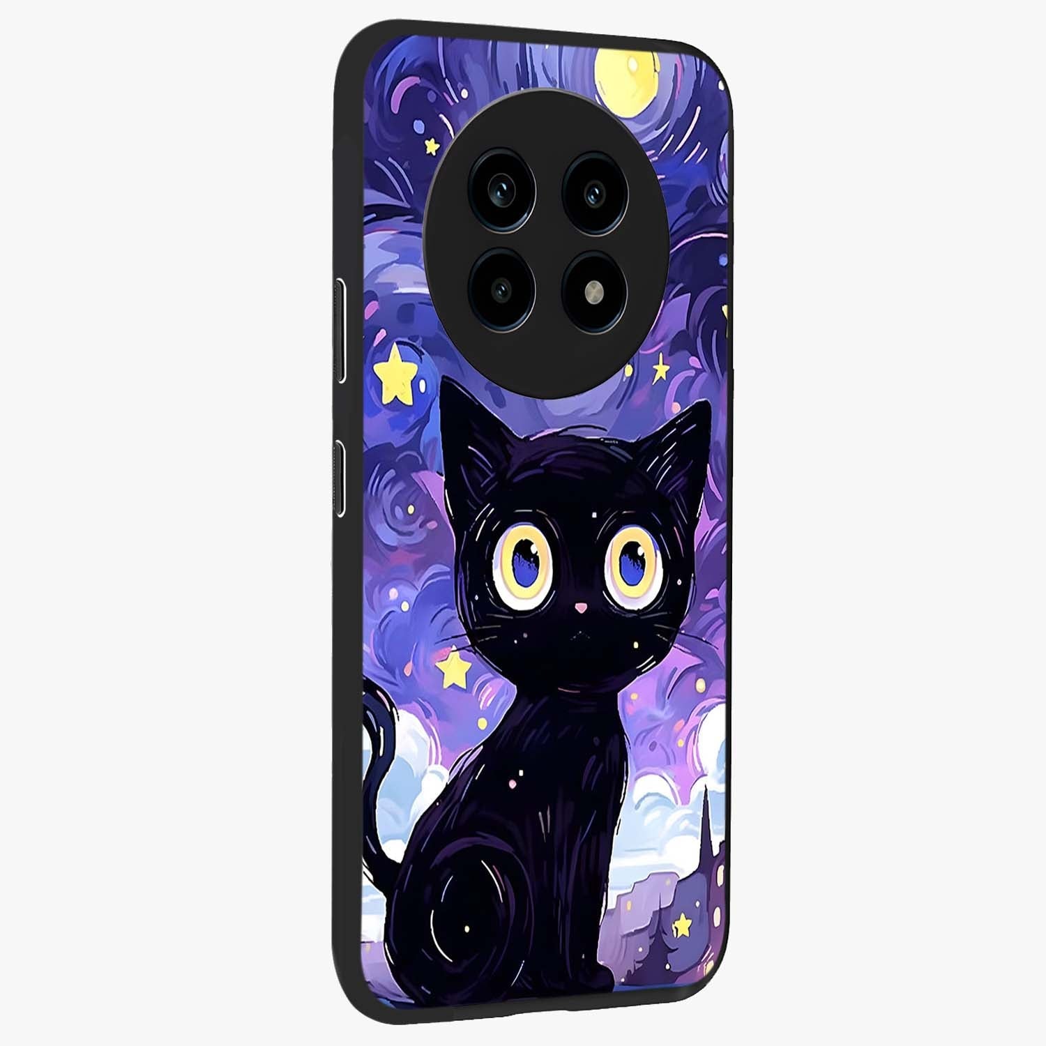 Abstract Cat Art Glass Case upright view showcasing creative feline illustration and aesthetic artistic style.