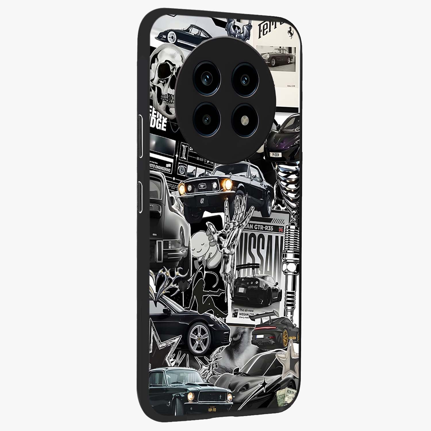 Aesthetic Dark Love Glass Case upright view showcasing dramatic romantic artwork with modern aesthetic style.