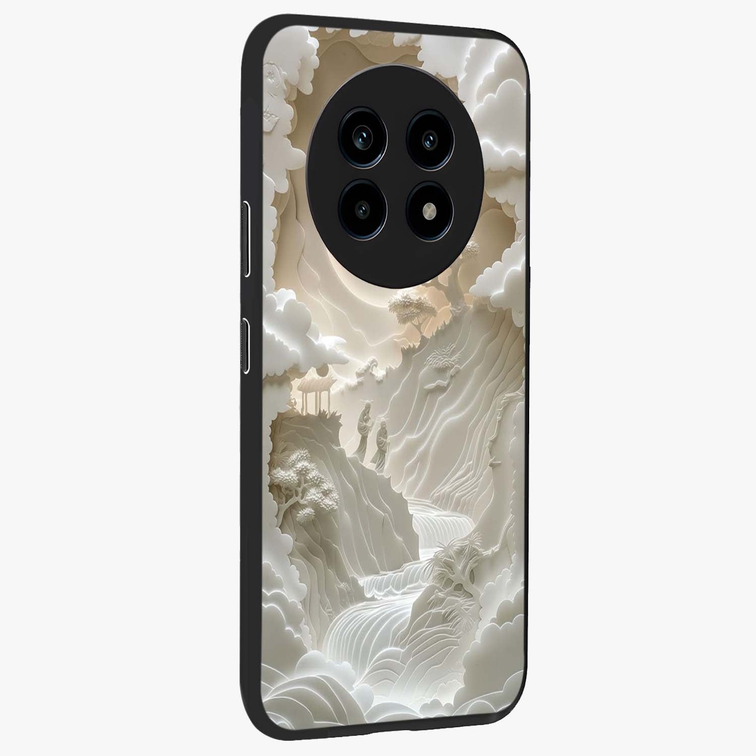 Celestial Origami Glass Case upright view showcasing creative origami artwork with modern celestial style.