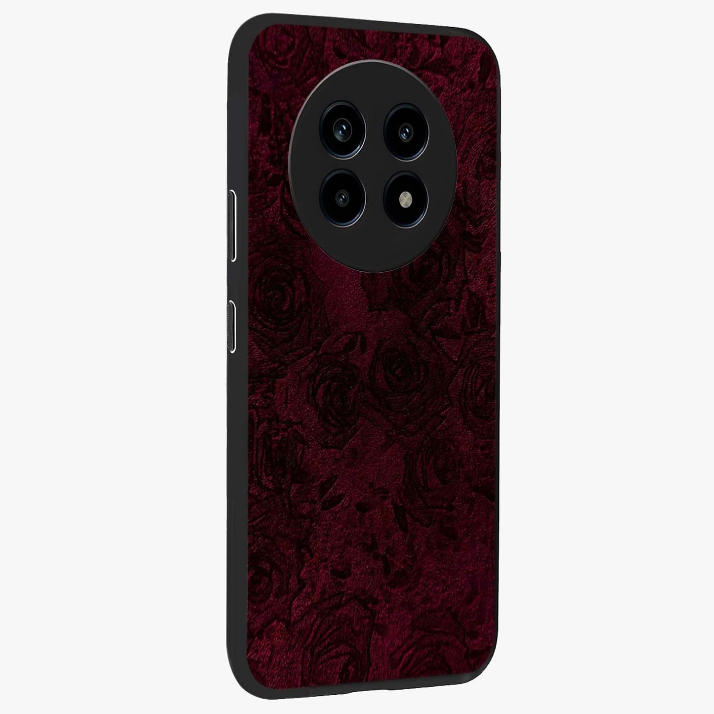 Crimson Fade Flow Glass Case upright view showcasing dynamic crimson flow artwork with stylish abstract theme.