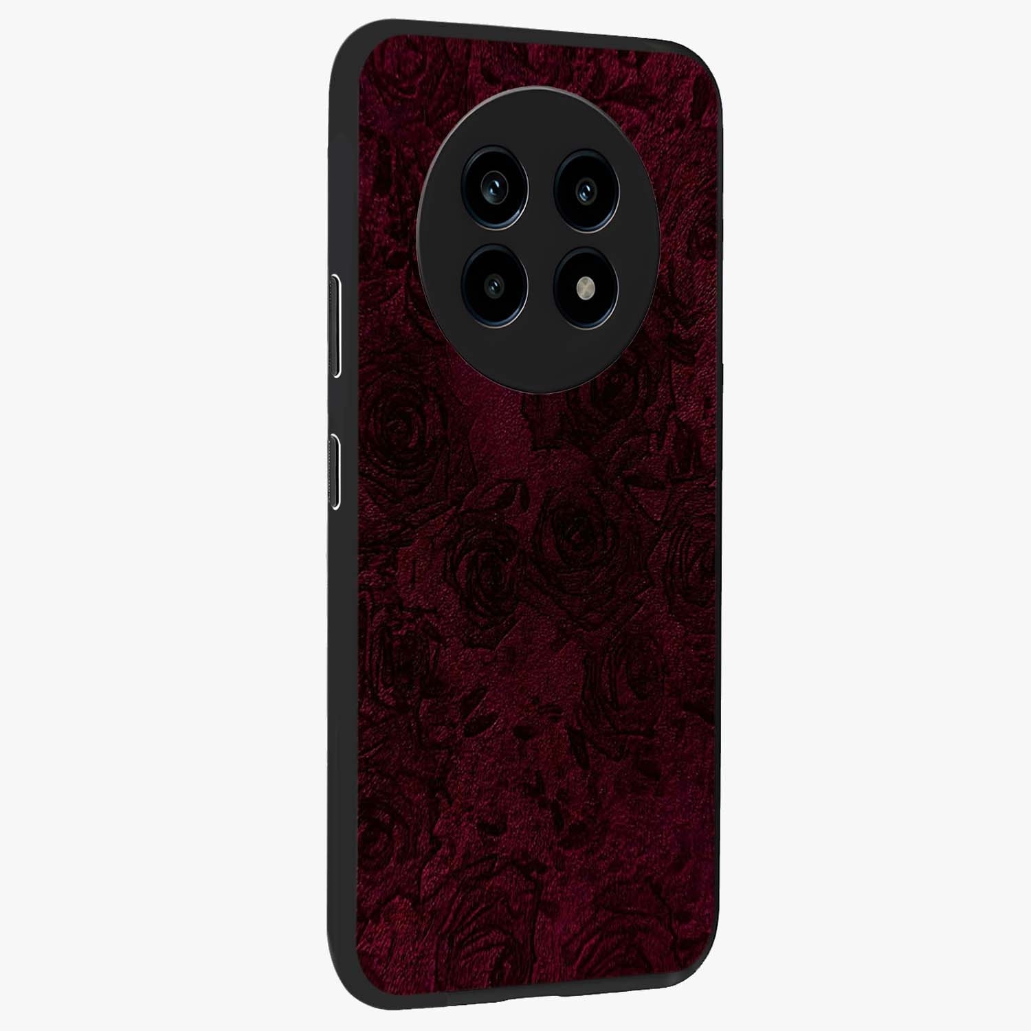 Crimson Fade Flow Glass Case upright view showcasing dynamic crimson flow artwork with stylish abstract theme.