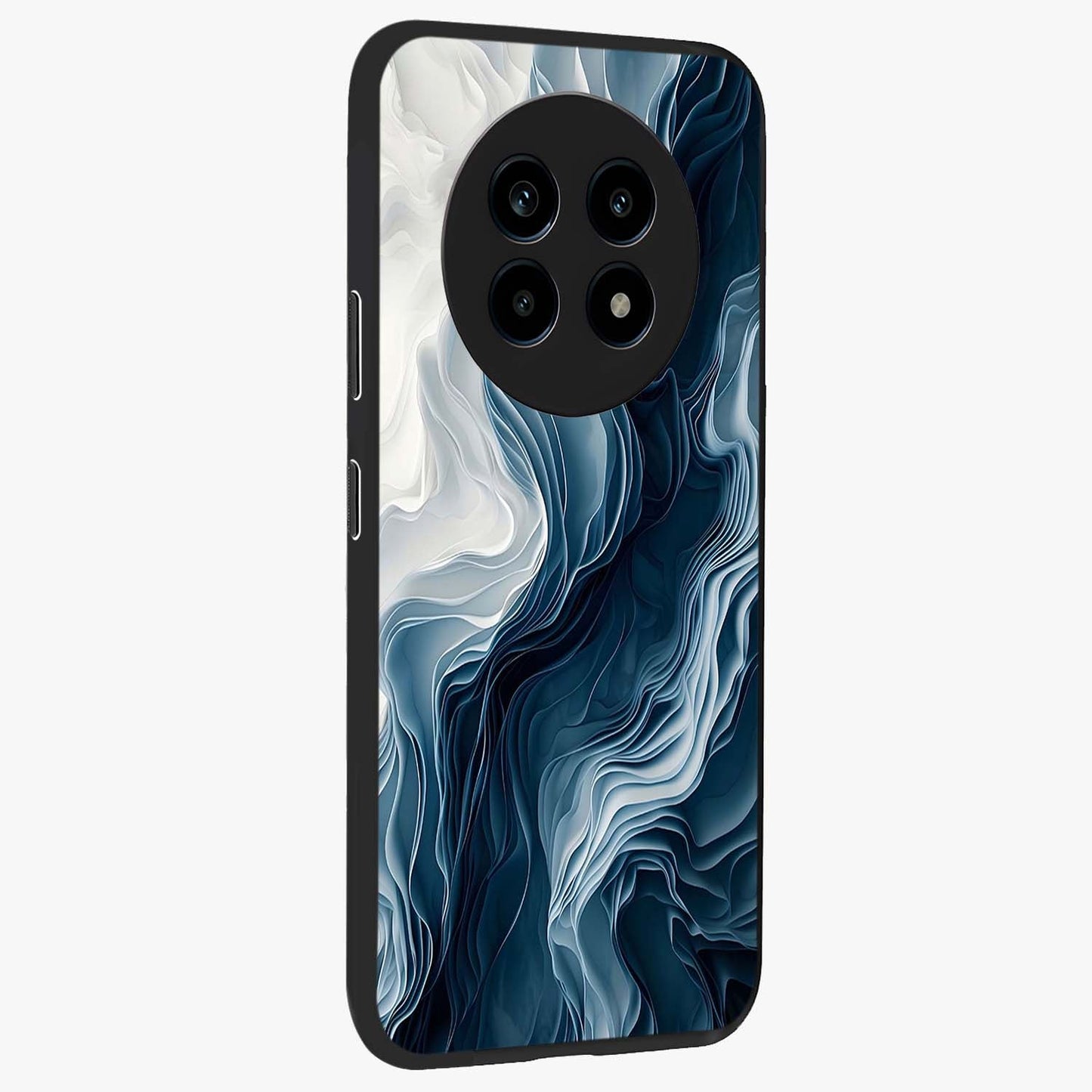 Ethereal Paper Marble Glass Case upright view showcasing smooth marble artwork with refined minimalist theme.