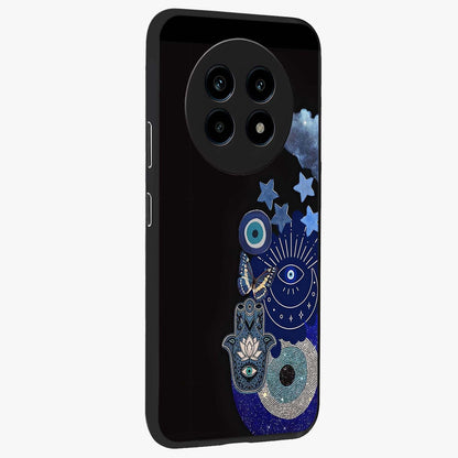 Galactic Charm Cluster Glass Case upright view showcasing glowing cosmic charm artwork with magical celestial style.