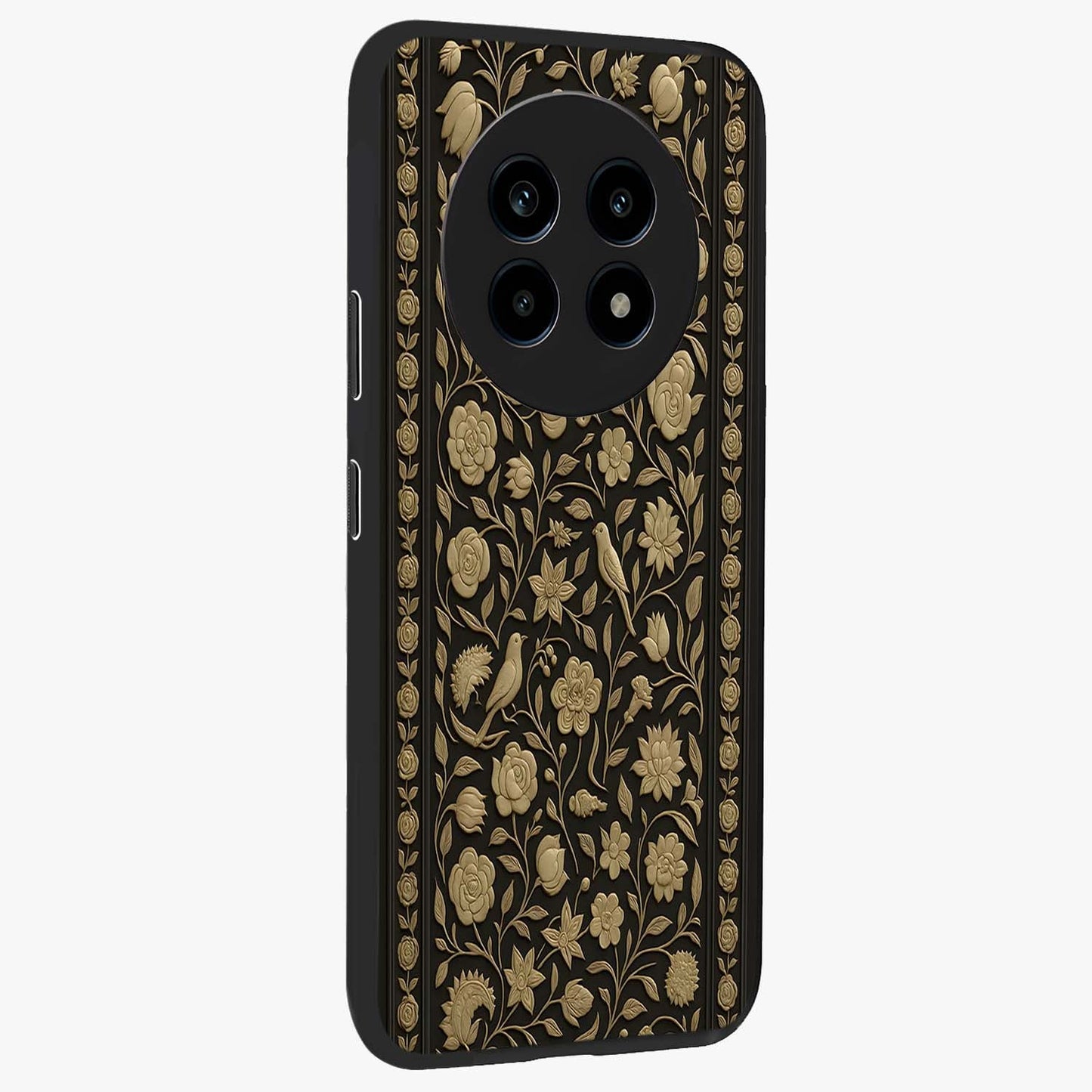 Golden Evil Eye Mandala Glass Case upright view showcasing decorative evil eye mandala artwork with spiritual aesthetic style.