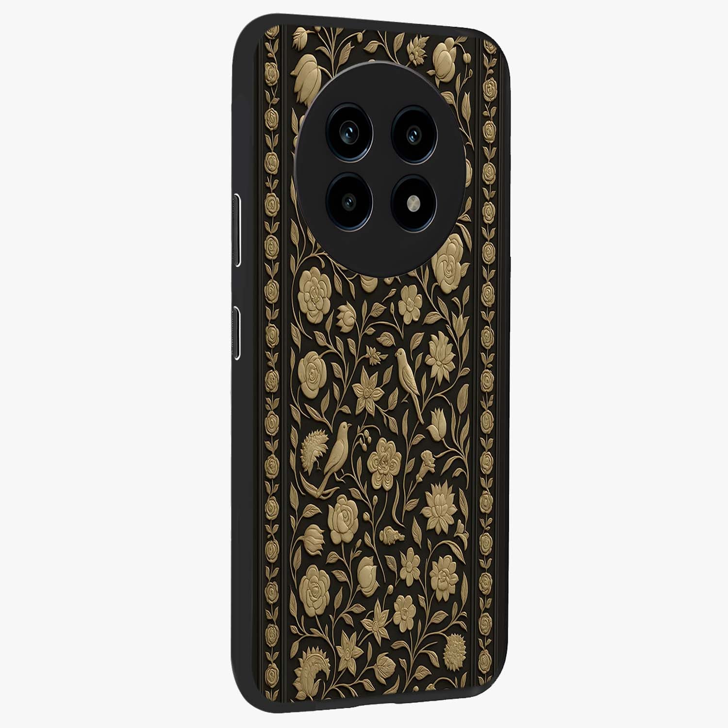Golden Evil Eye Mandala Glass Case upright view showcasing decorative evil eye mandala artwork with spiritual aesthetic style.