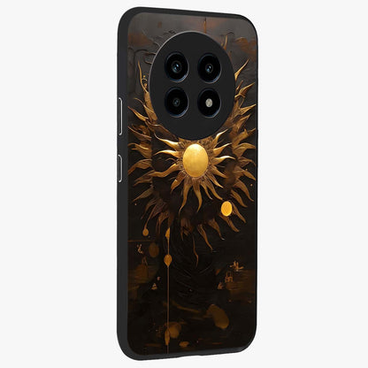 Golden Sun Majesty Glass Case upright view showcasing haunting graveyard artwork with dramatic dark theme.