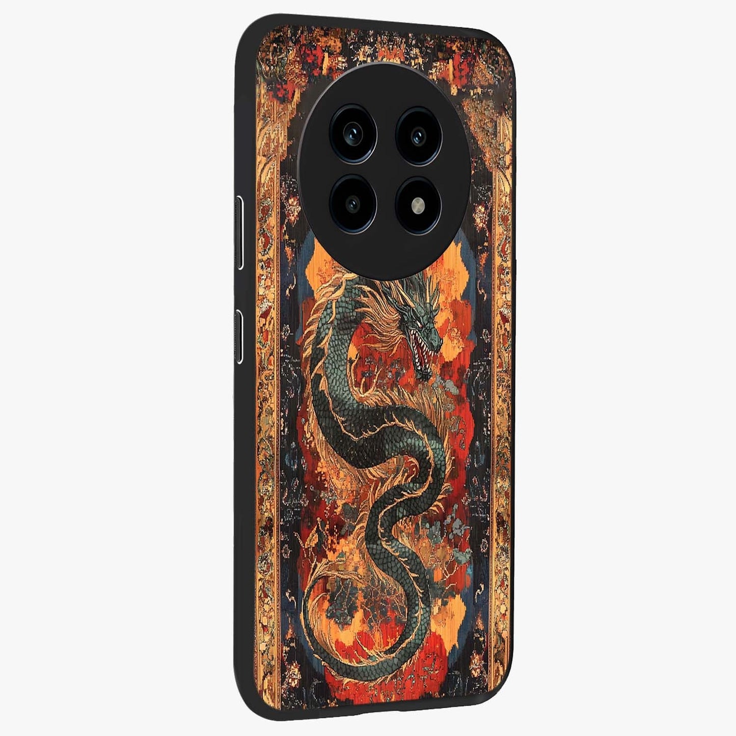 Inferno Dragon Soul Glass Case upright view showcasing intense dragon artwork with fantasy fire theme.