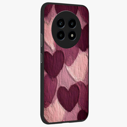 Layered Paper Hearts Glass Case upright view showcasing decorative layered heart artwork with sweet love theme.