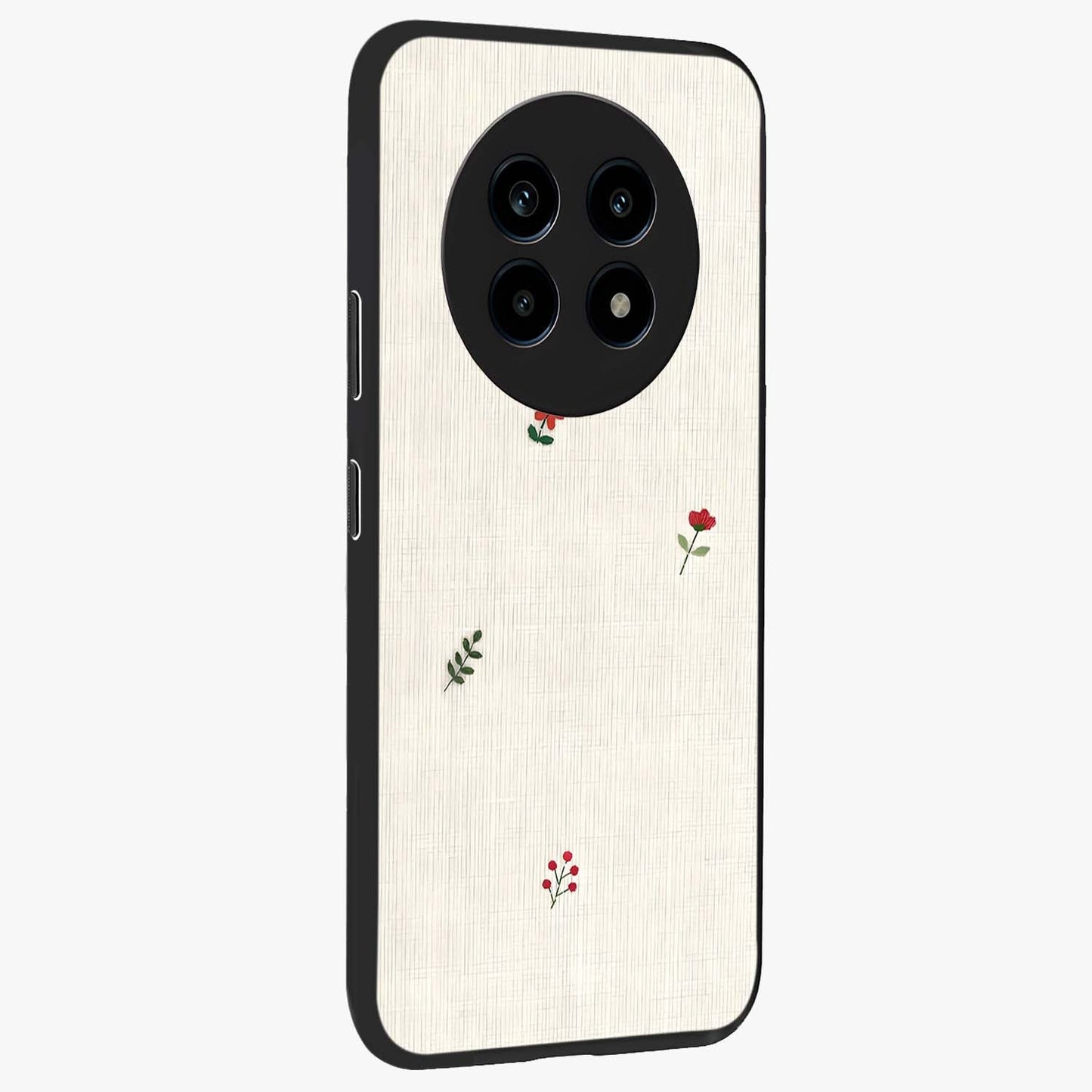 Minimalistic Blue With White Flower Pattern Glass Case upright view showcasing clean white flower artwork with calming blue theme.
