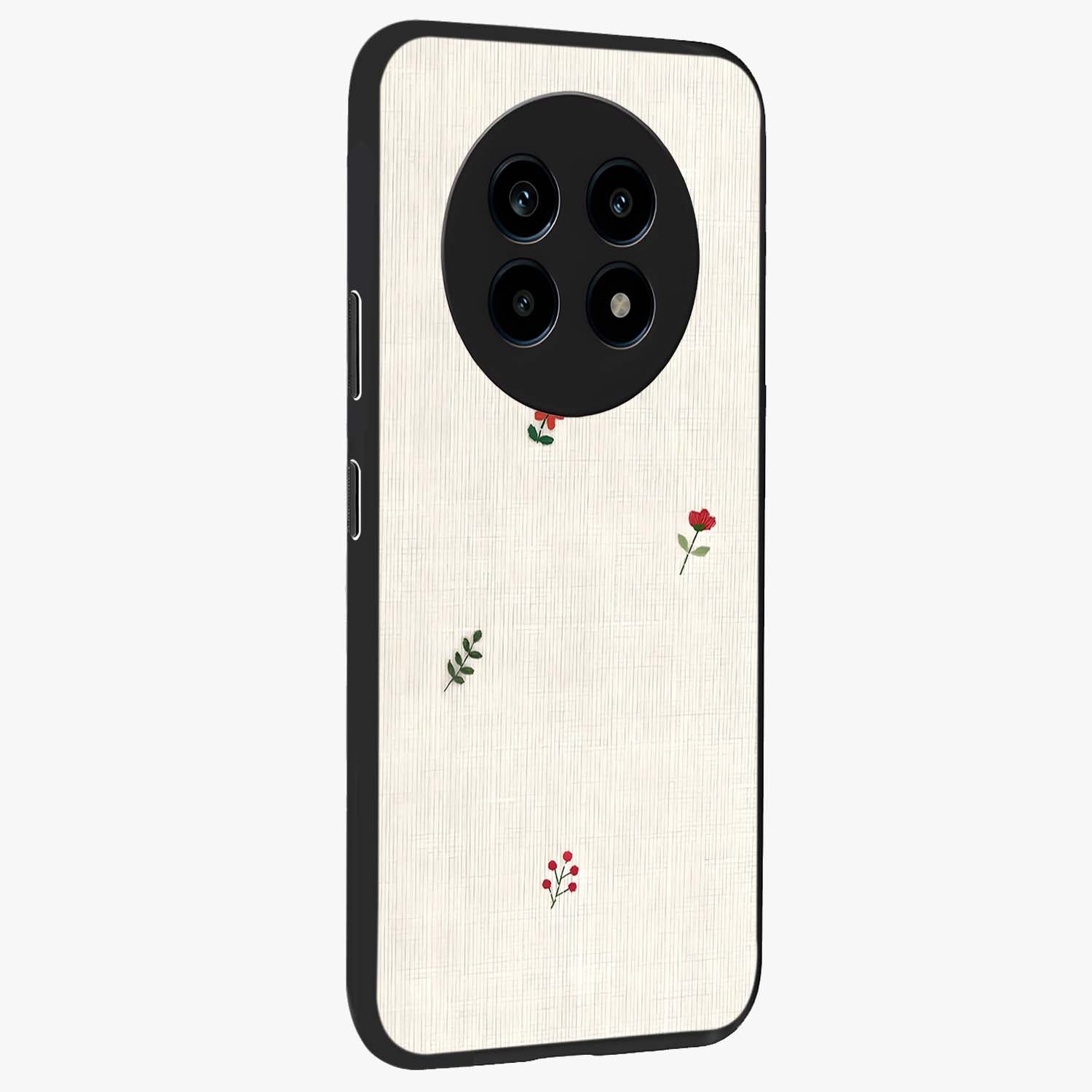 Minimalistic Blue With White Flower Pattern Glass Case upright view showcasing clean white flower artwork with calming blue theme.