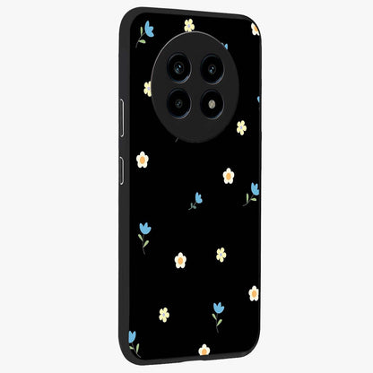 Minimal Petal Whispers Glass Case upright view showcasing elegant floral artwork with modern minimalist style.