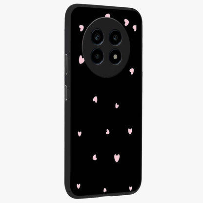 Pink Love Drops Glass Case upright view showcasing charming heart drop artwork with romantic playful theme.