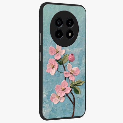 Threaded Blossom Breeze Glass Case upright view showcasing graceful flower artwork with calm botanical theme.
