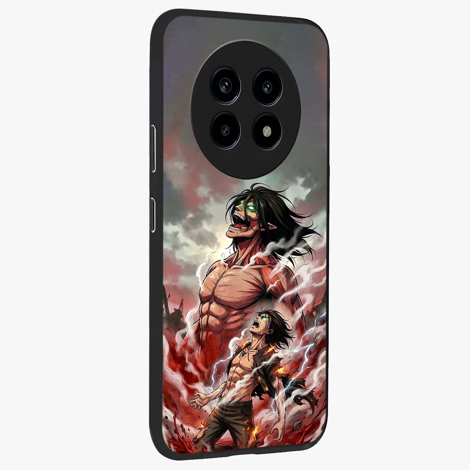 Titan Awakening Fury Glass Case upright view showcasing intense titan artwork with epic fantasy theme.