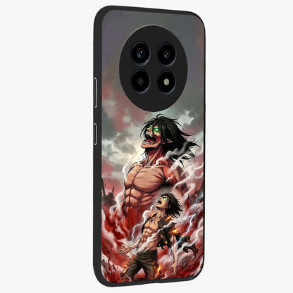 Titan Awakening Fury Glass Case upright view showcasing intense titan artwork with epic fantasy theme.