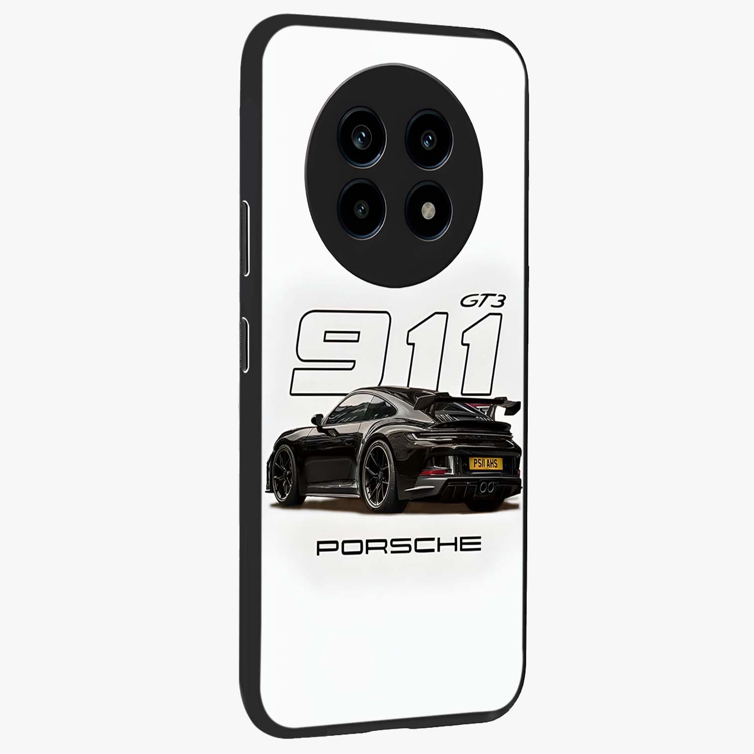 Turbo Legacy Icon Glass Case upright view showcasing bold racing inspired artwork with classic car theme.