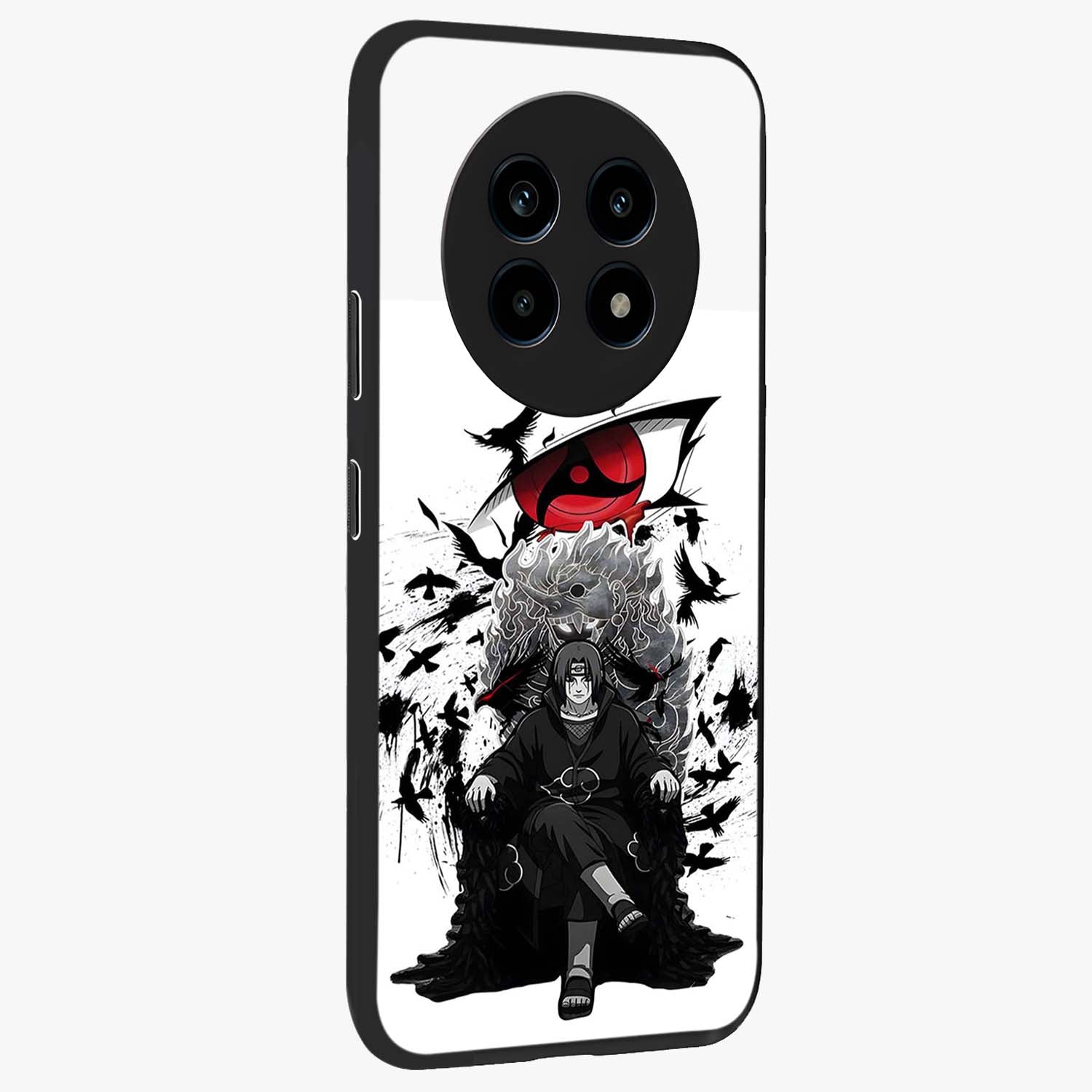 Uchiha Shadow Throne Glass Case upright view showcasing magical underwater galaxy artwork with vibrant cosmic theme.