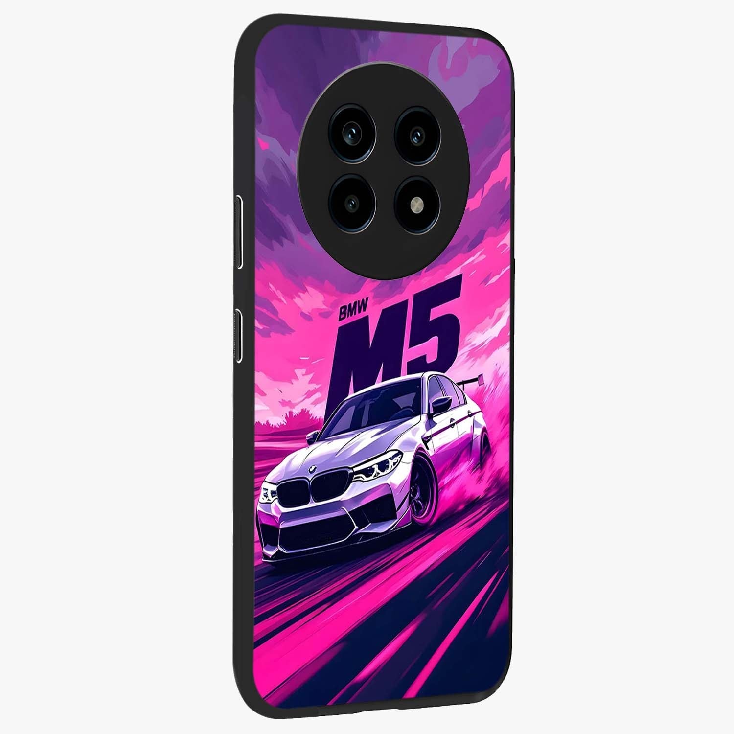 Velocity Drift Pulse Glass Case upright view showcasing powerful racing artwork with energetic motorsport theme.