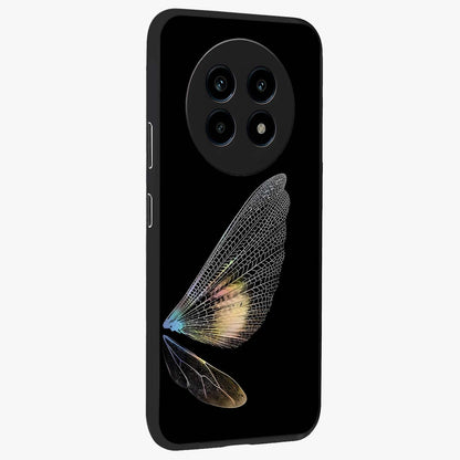 Whispers Of Wings Glass Case upright view showcasing elegant wing artwork with light airy theme.