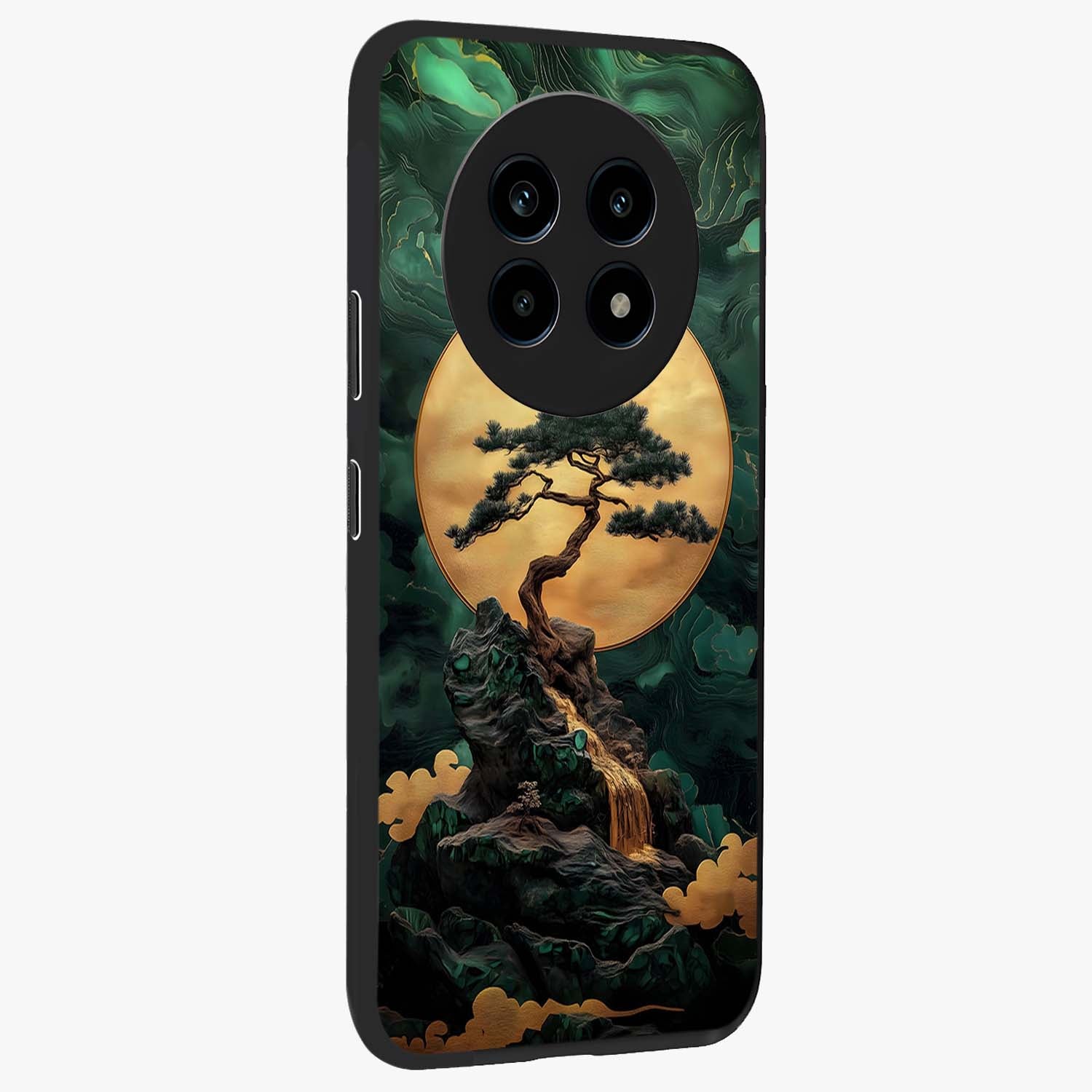 Zen Moon Rise Glass Case upright view showcasing serene moon artwork with tranquil night theme.