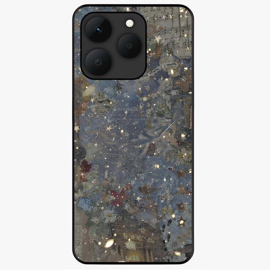 Aesthetic Astrolophia Glass Case showing flat back view with dreamy aesthetic design and glossy glass finish.