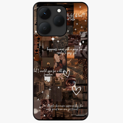 Bittersweet Aesthetic Chaos Glass Case showing flat back view with artistic chaotic aesthetic design and glossy glass finish.
