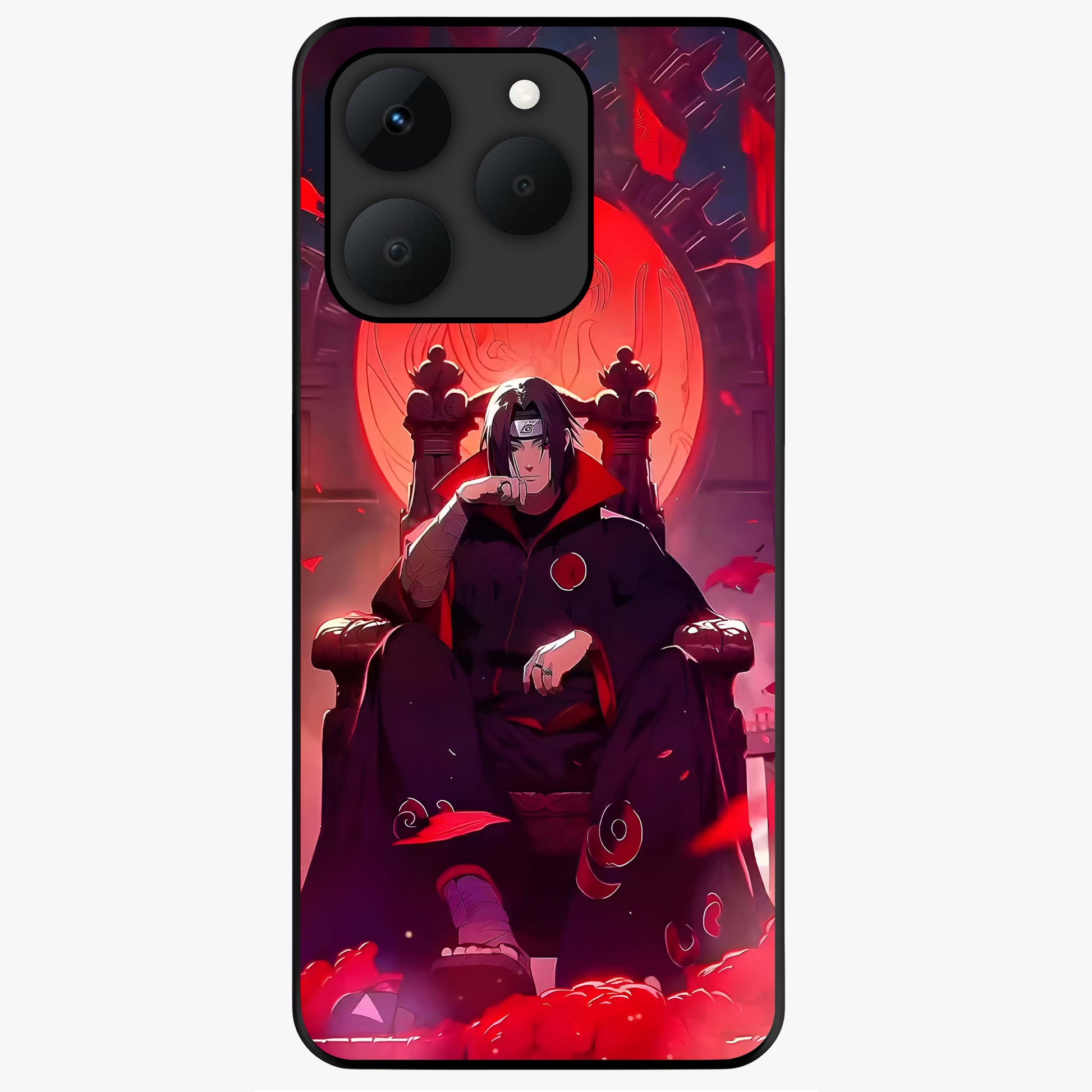 Blood Moon Sovereign Glass Case showing flat back view with mystical blood moon artwork and glossy glass finish.