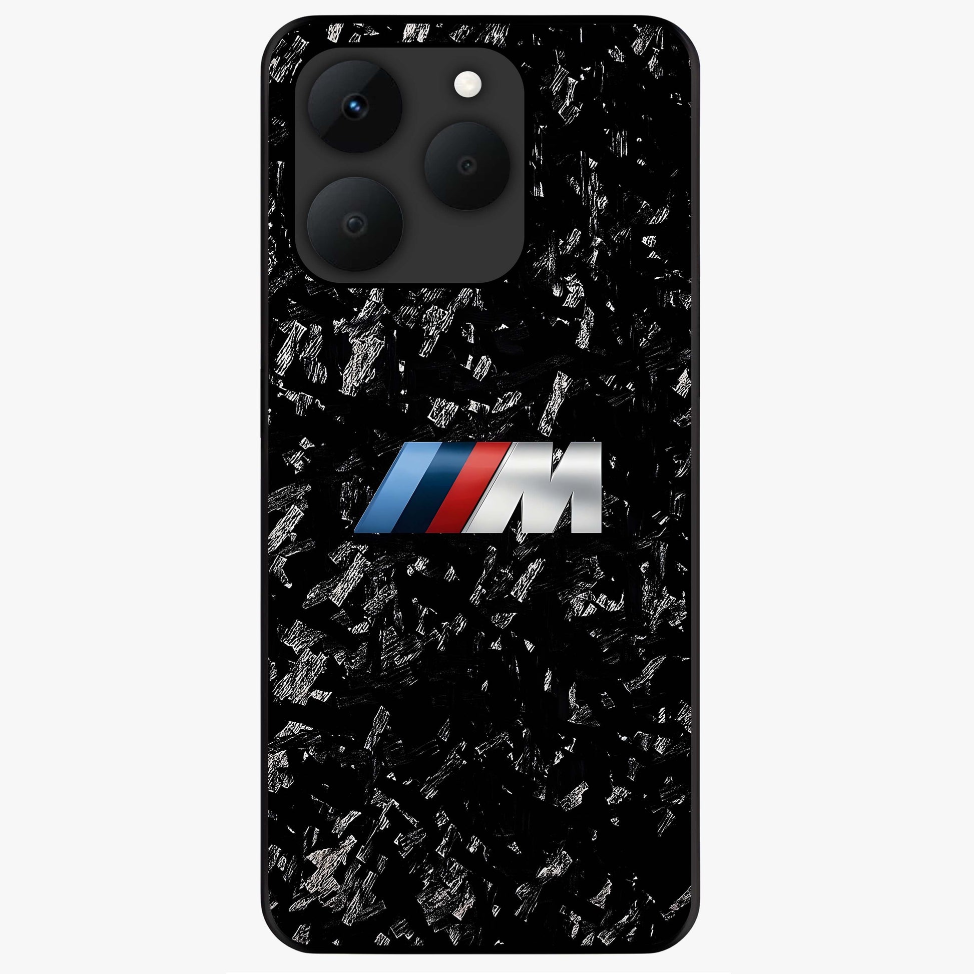 Carbon Speed Mark Glass Case showing flat back view with sporty carbon pattern artwork and glossy glass finish.