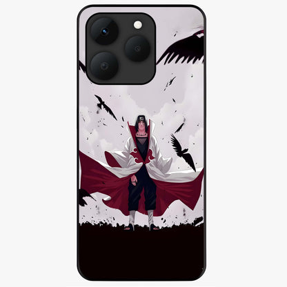 Crimson Crow Ascension Glass Case showing flat back view with mystical crow artwork and glossy glass finish.