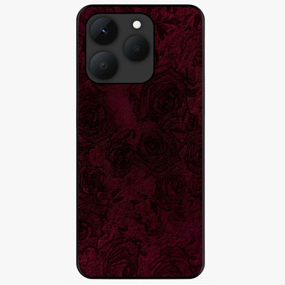 Crimson Fade Flow Glass Case showing flat back view with flowing crimson gradient artwork and glossy glass finish.