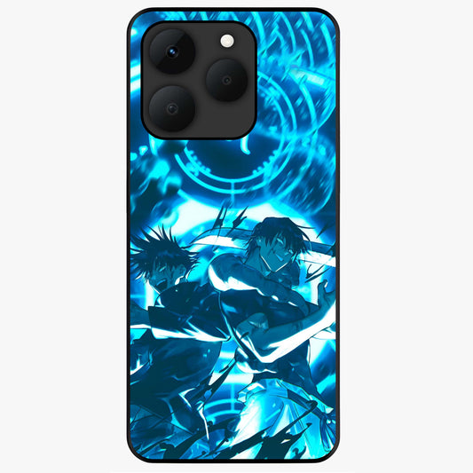 Cursed Energy Clash Glass Case showing flat back view with intense cursed energy artwork and glossy glass finish.