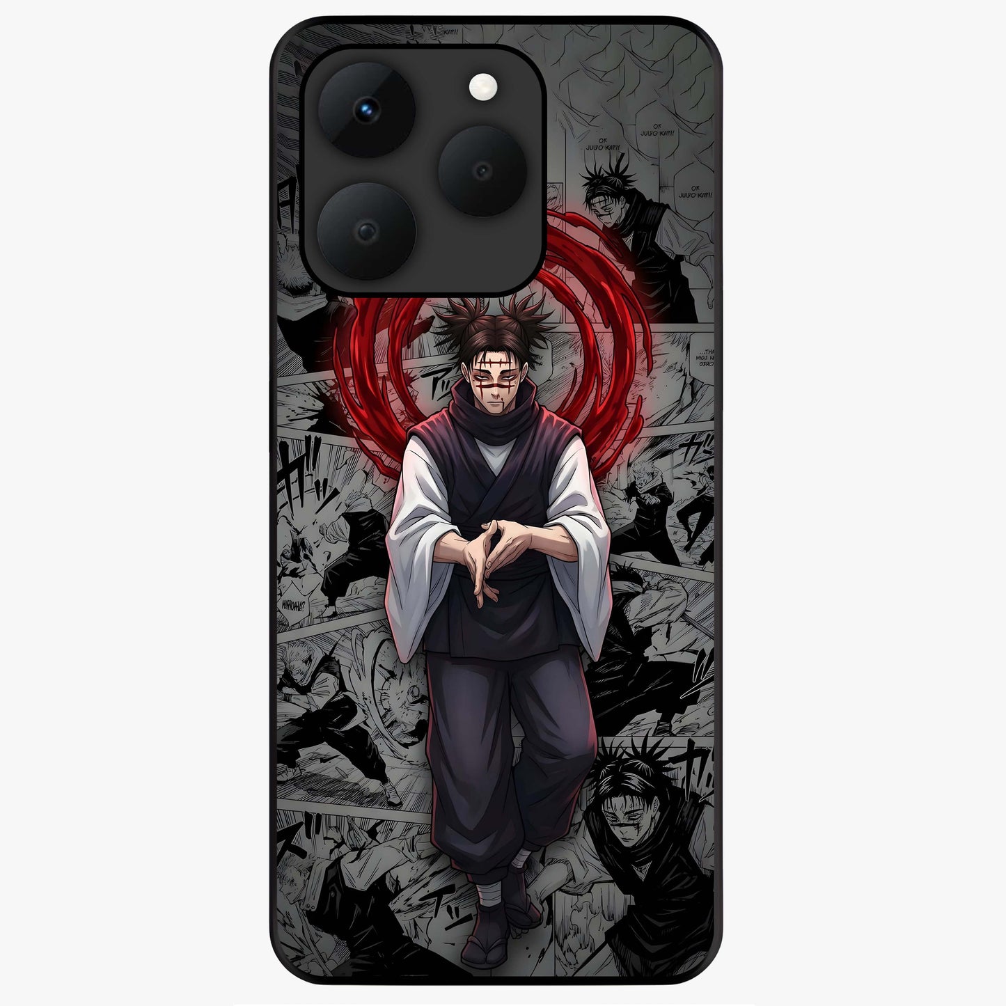 Cursed Ritual Ascension Glass Case showing flat back view with dark ritual themed artwork and glossy glass finish.