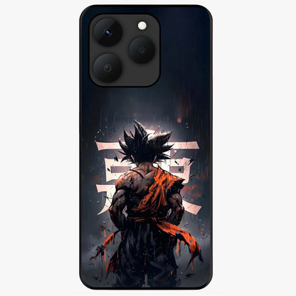 Dark Warrior In Rain Glass Case showing flat back view with warrior artwork in rainy atmosphere and glossy glass finish.