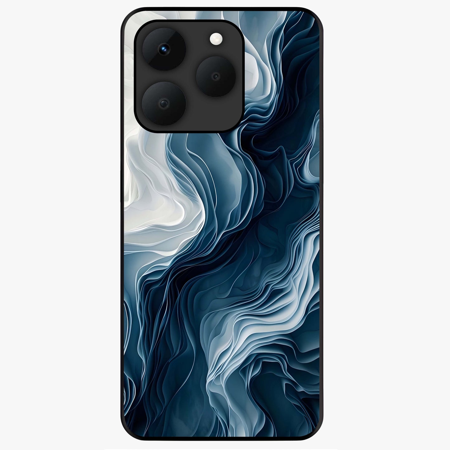 Ethereal Paper Marble Glass Case showing flat back view with soft marble paper texture artwork and glossy glass finish.